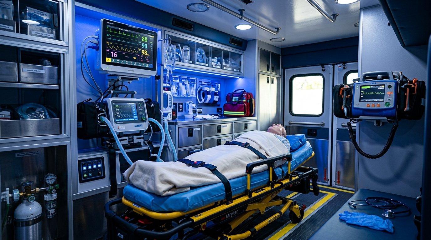 Ambulancia Medicalizada TAM equipada con tecnología de soporte vital avanzado